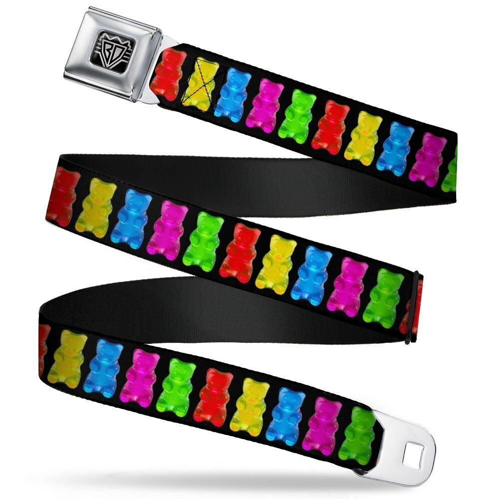 1359 Seatbelt Belt - Gummy Bears Black/Multi Color - 1.0" Wide - 20-36